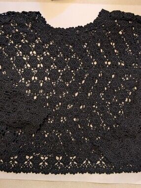Crochet Crop Top Handmade Women's Medium Long Sleeve